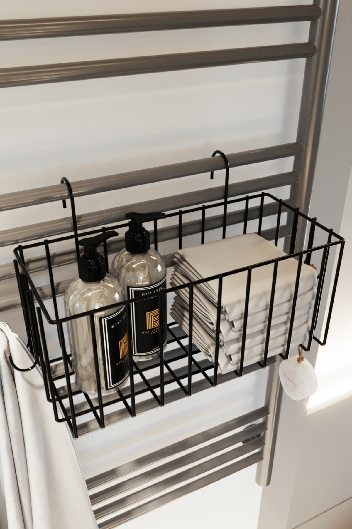 Kancalı  Banyo Havlupan Askısı  Fönlük Havluluk  Banyo Aksesuarı Düzenleyici Banyo Rafı