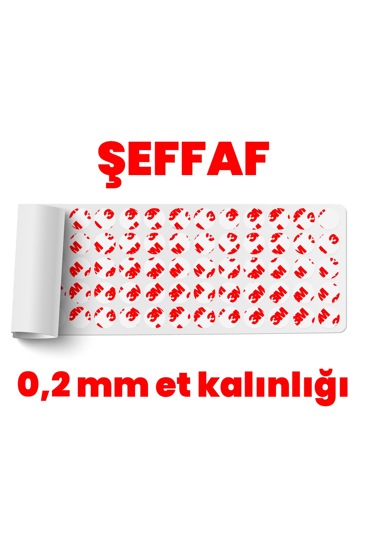 3M Çok Ince Güçlü Şeffaf 100 Adet Hazır Kesim Çap:20mm Et:0,2mm