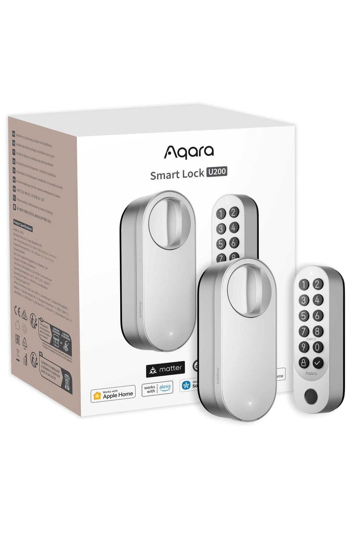 Smart Lock U200 (Parmak İzi Tuş Takımı Dahil), Matter Over Thread, Apple Home Anahtarlı ve Şar