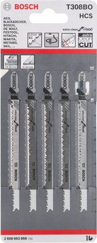 BOSCH - Ekstra Temiz Kesim Serisi Ahşap İçin T 308 Bo Dekupaj Testeresi Bıçağı - 5'Li Paket