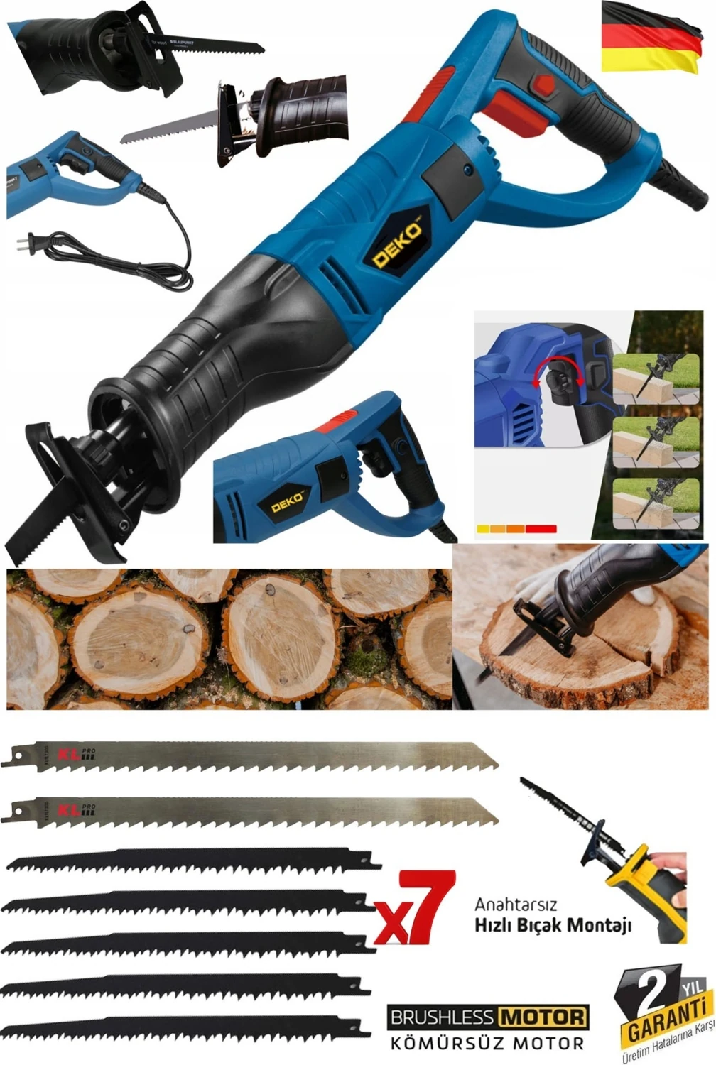 Döner Başlık Metal Dişli Tilki Kuyruğu Ahşap Kemik Kesim Makinası Panter Testere 7 Bıçak Hediye