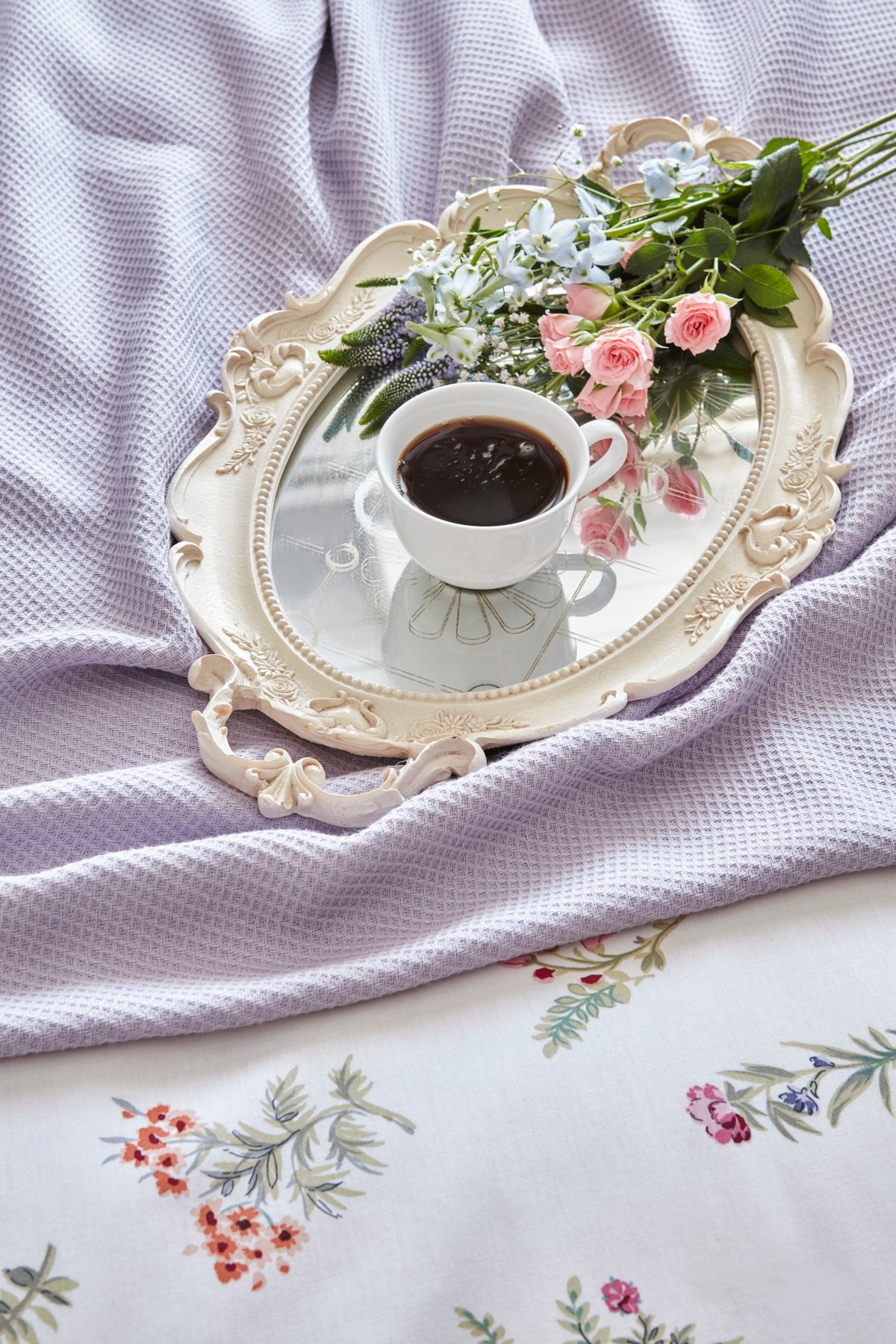 Le Mans Çift Kişilik Percale Nevresim Pike Takımı Lila