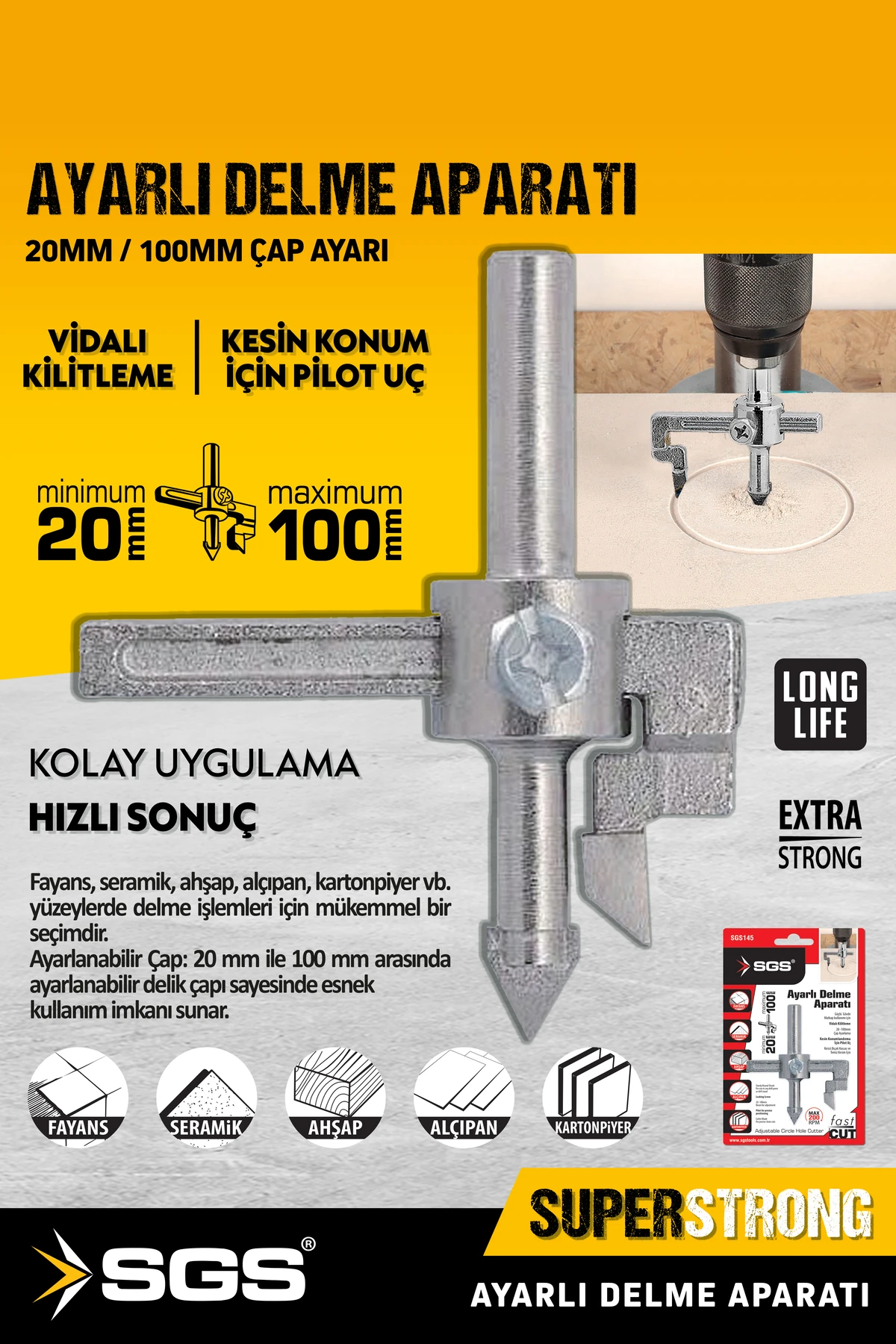 SGS145 Ayarlı Delme Aparatı Max.100 mm Delici Aparat