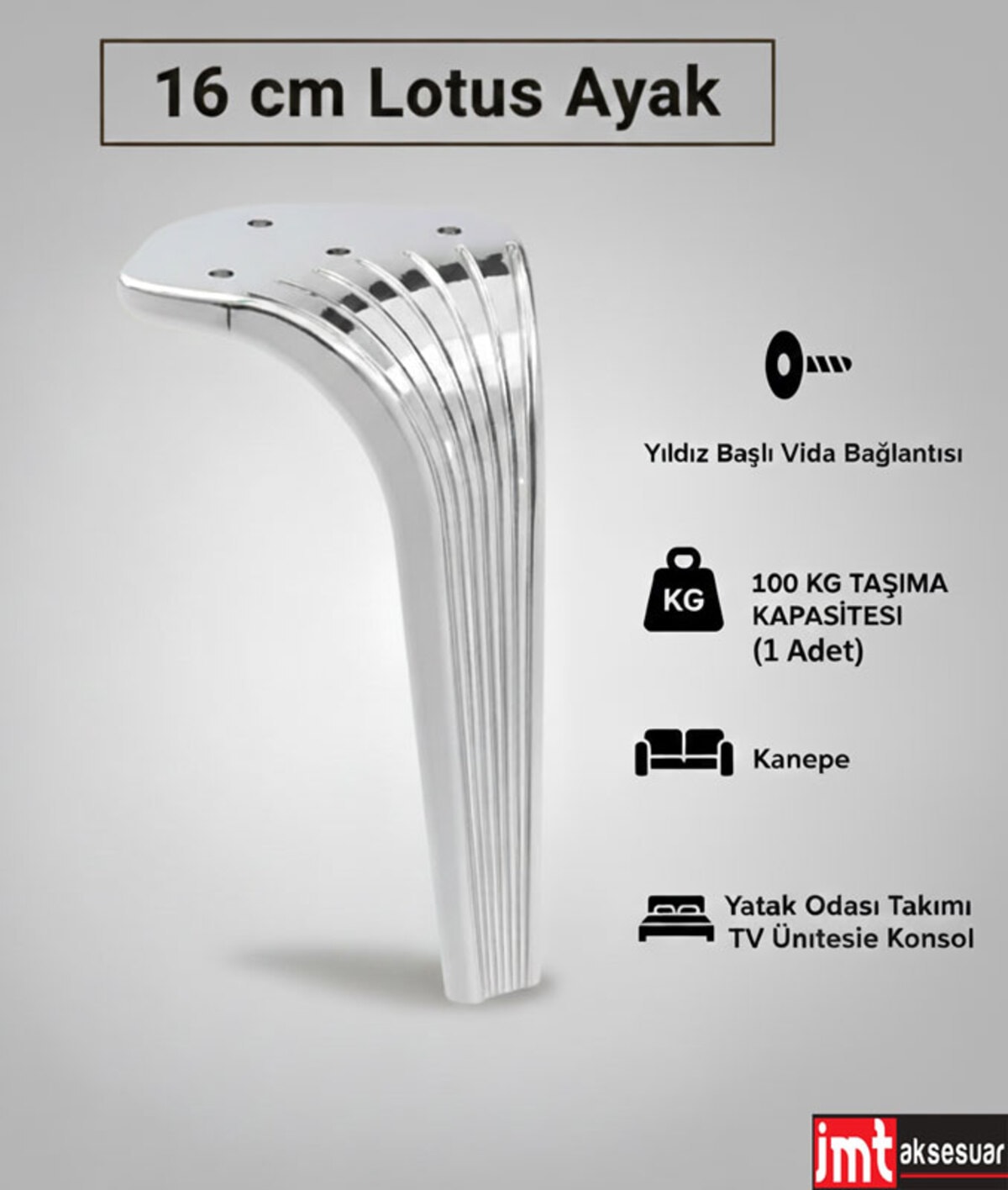 Lotus Koltuk Yatak Odası Tv Ünitesi Konsol ve Sehpa Ofis Mobilyası Ayağı 16 cm
