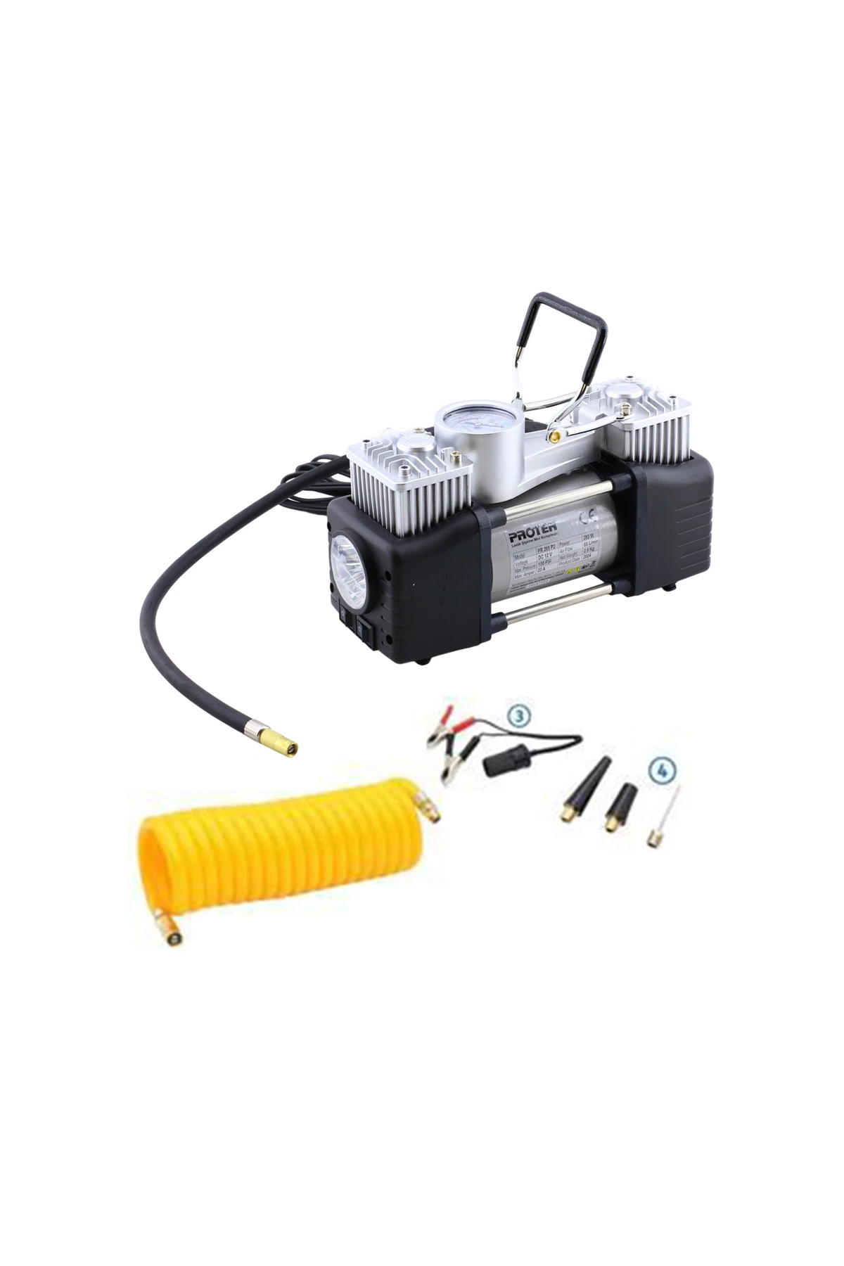 Çift Pisyonlu 12 V Araç Tipi Çakmaklık Metal Hava Kompresörü Araba Bisiklet Teker Lastik Top Şişirme