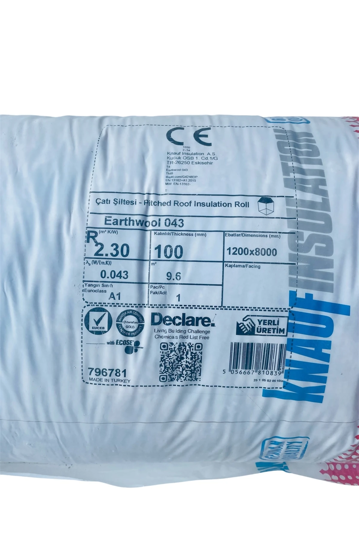 CAM YÜNÜ ÇATI ŞİLTESİ FOLYOSUZ (9,6m2)