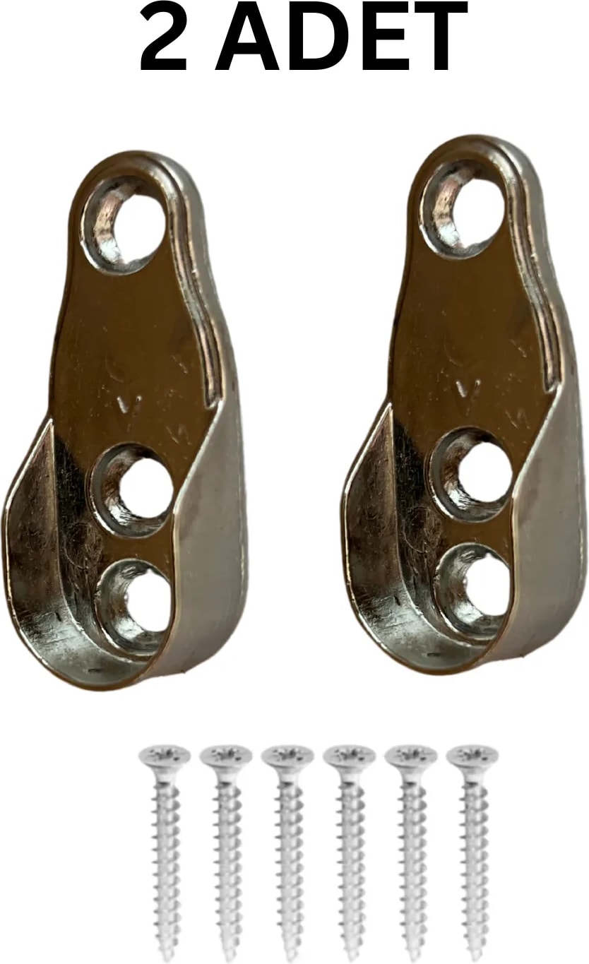 Krom Oval Boru Askı Flanşı Gardırop, Dolap Içi Askılık Boru Aparatı 2 Adet Flans