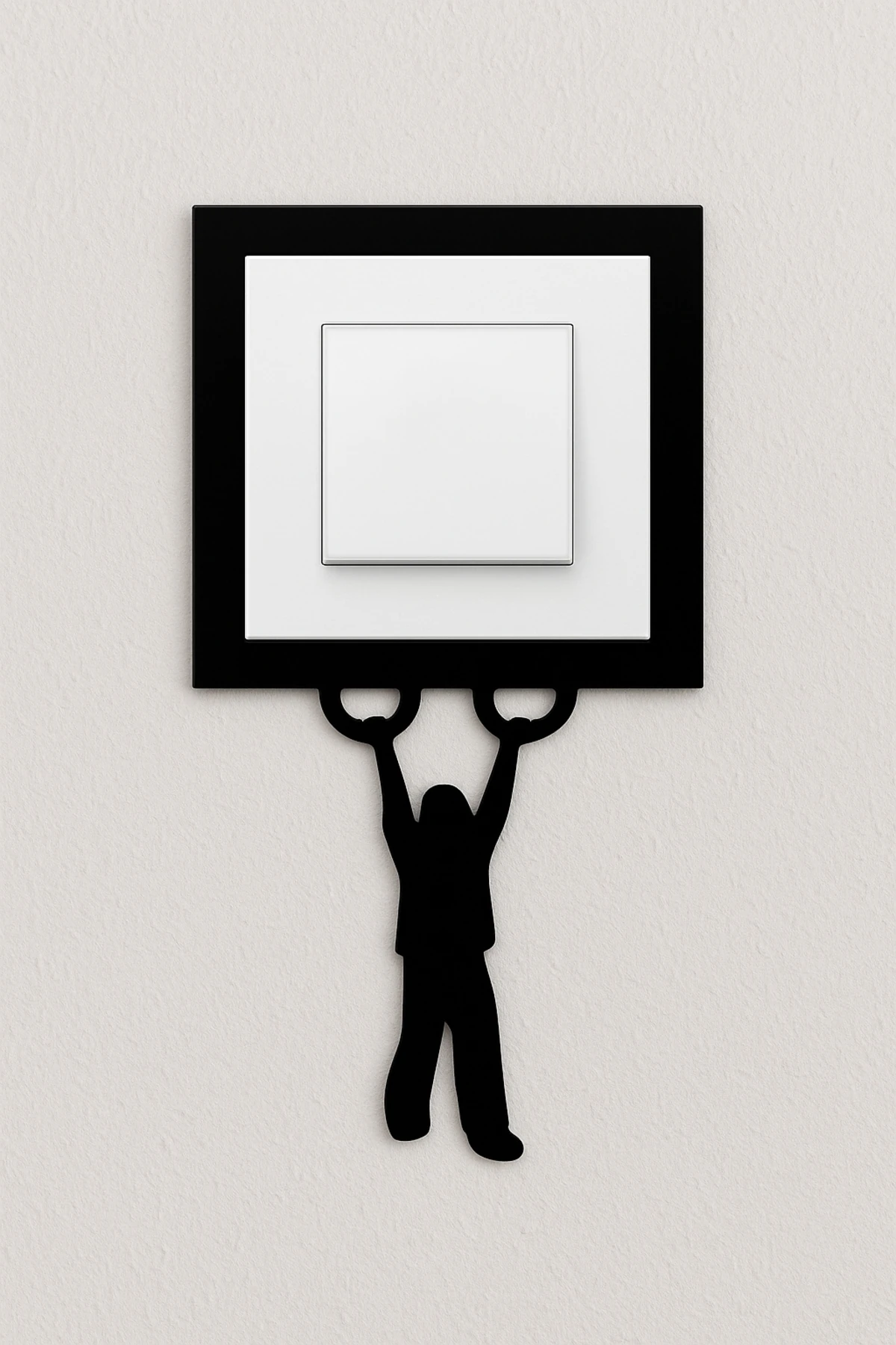 Barfiks Çeken Adam Şekilli Dekoratif Ahşap Anahtar Priz Çerçevesi