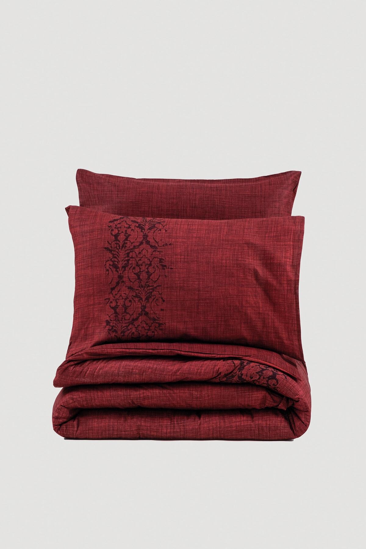 Plain Çift Kişilik Nevresim Takımı Sooty Bordo