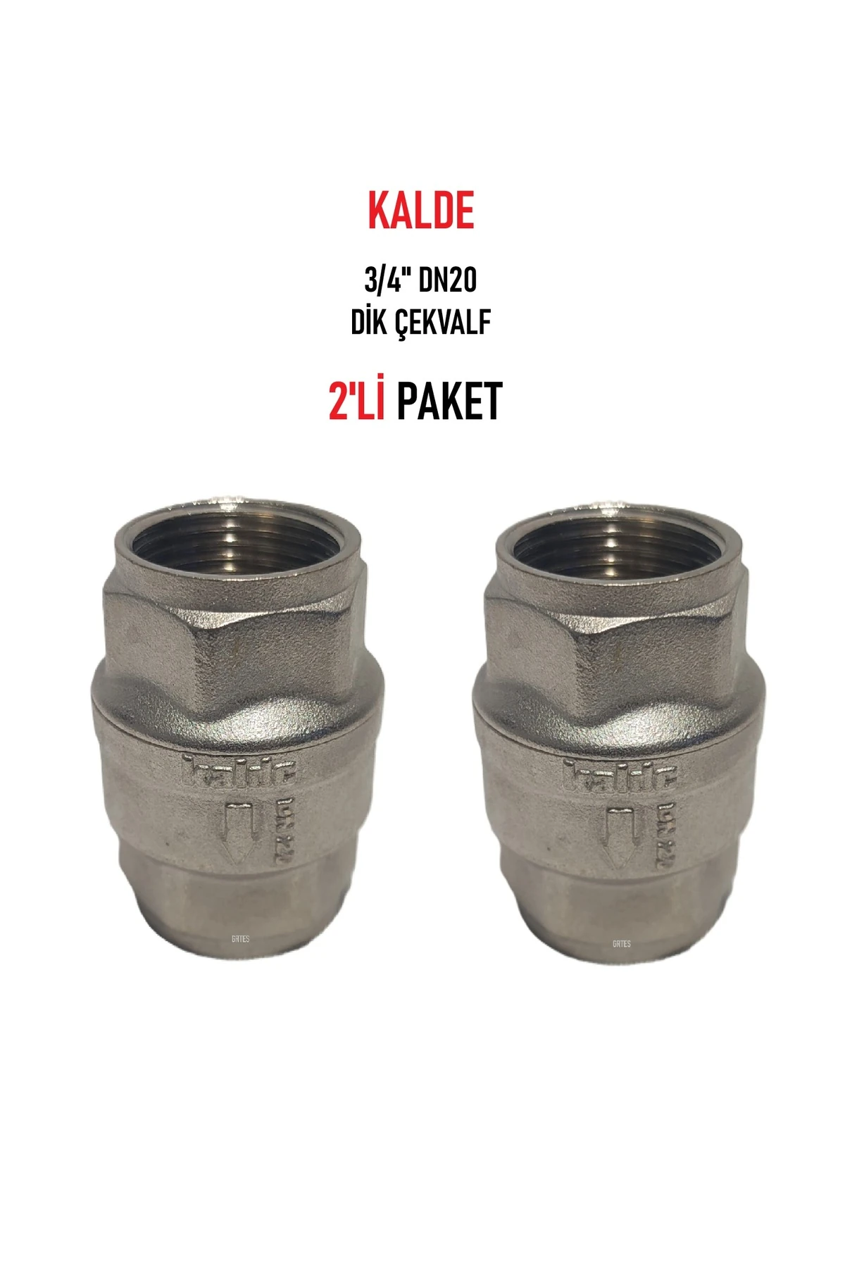 (2'li Paket) 3/4" Dn20 Sarı/Krom Dik Çekvalf - Vertical Check Valve