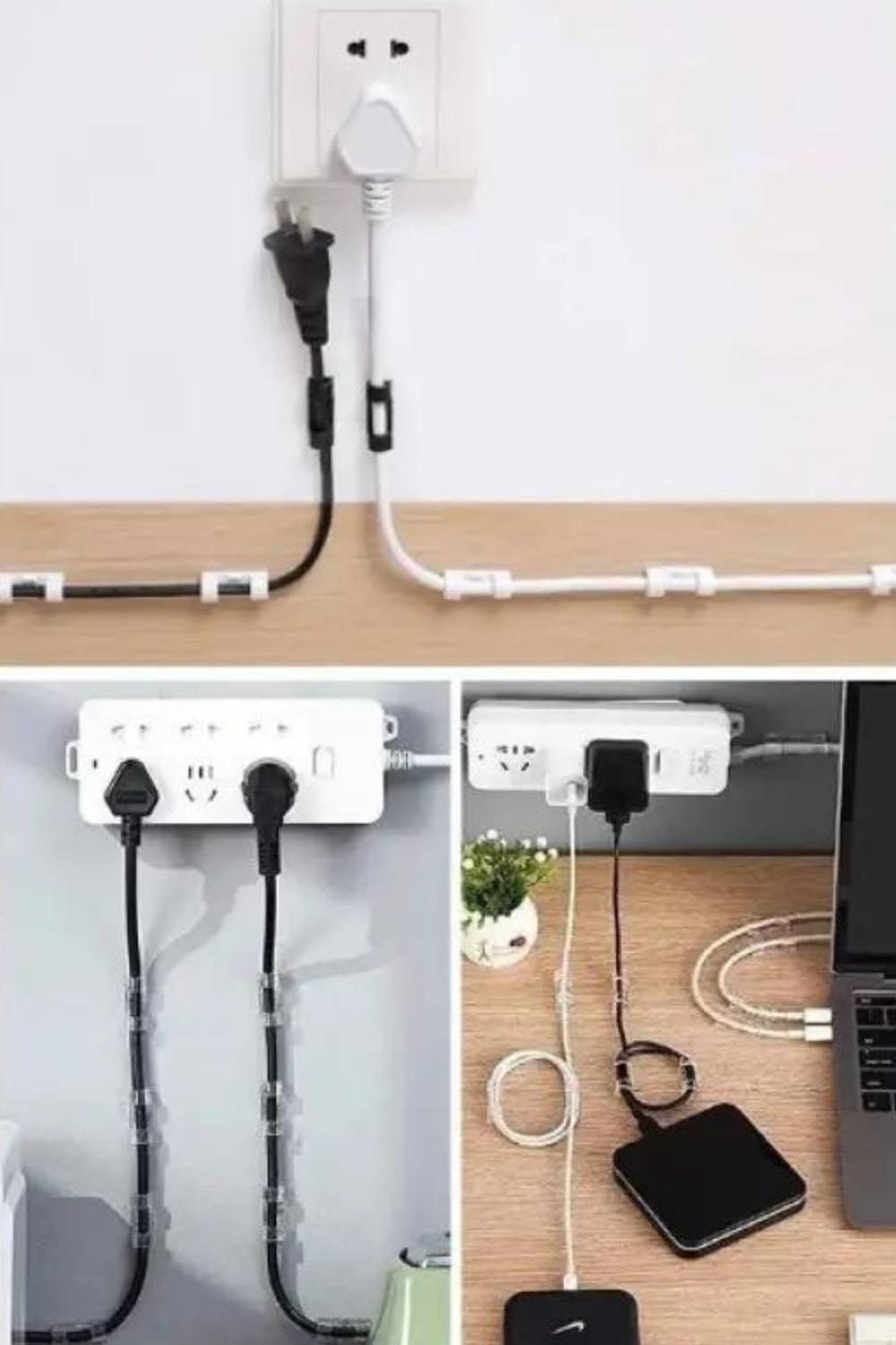 40 Adet Kablo Sabitleyici Yapışkanlı Tutucu Klips Elektrik Kablo Saklayıcı Toplayıcı Set