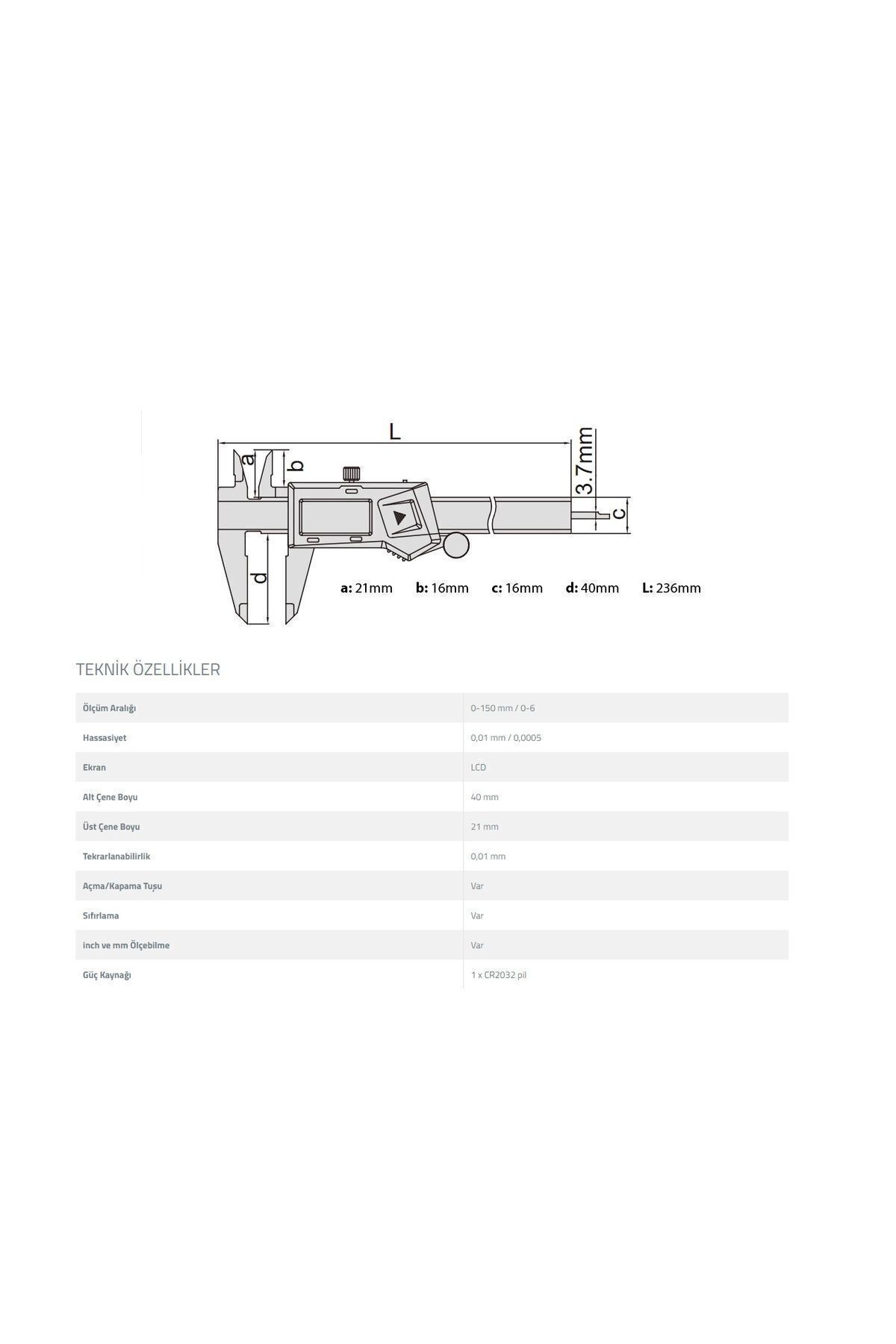 İNSİZE DİJİTAL KUMPAS 150MM 1108-150 MM