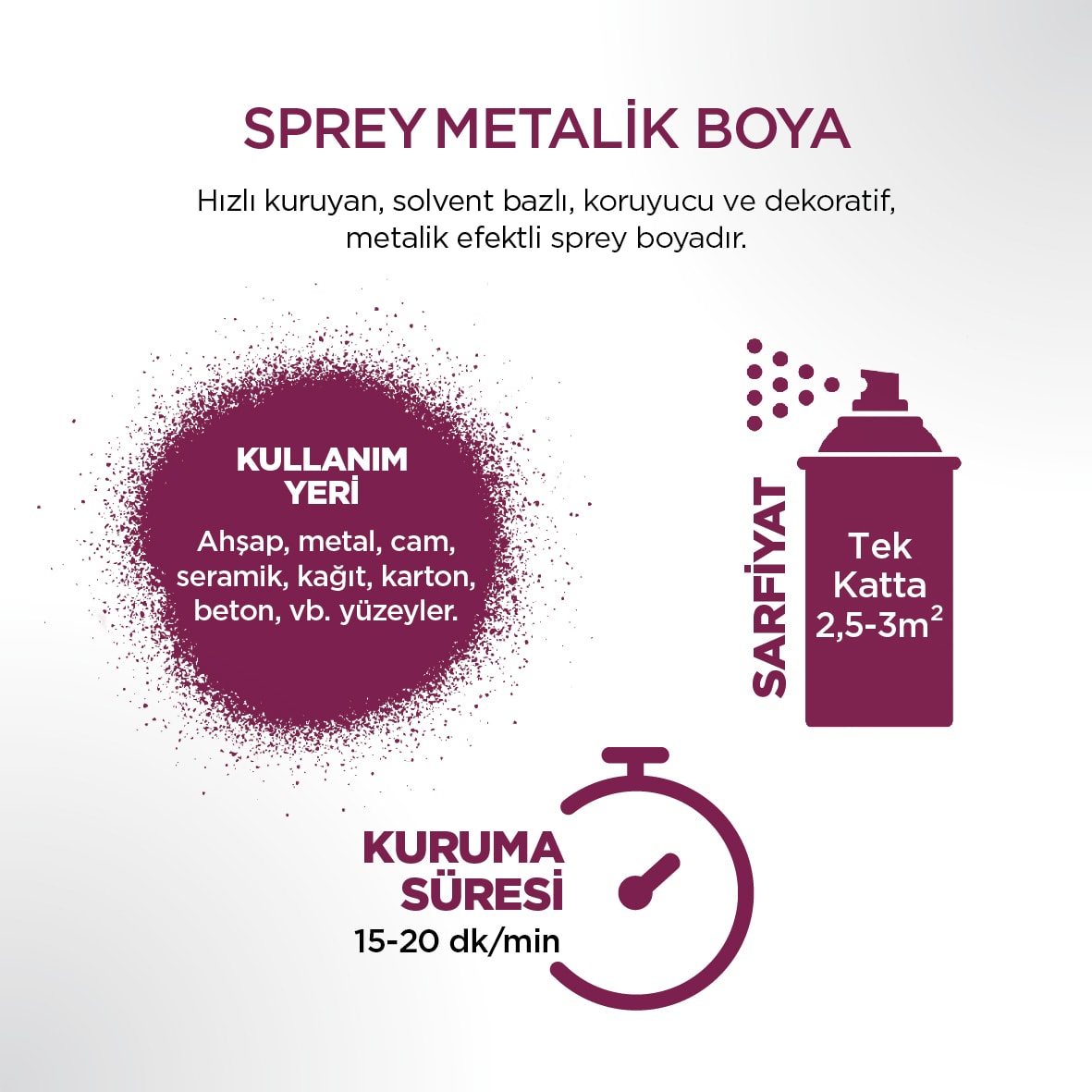 Metalik Fuşya Sprey Boya 400 ml