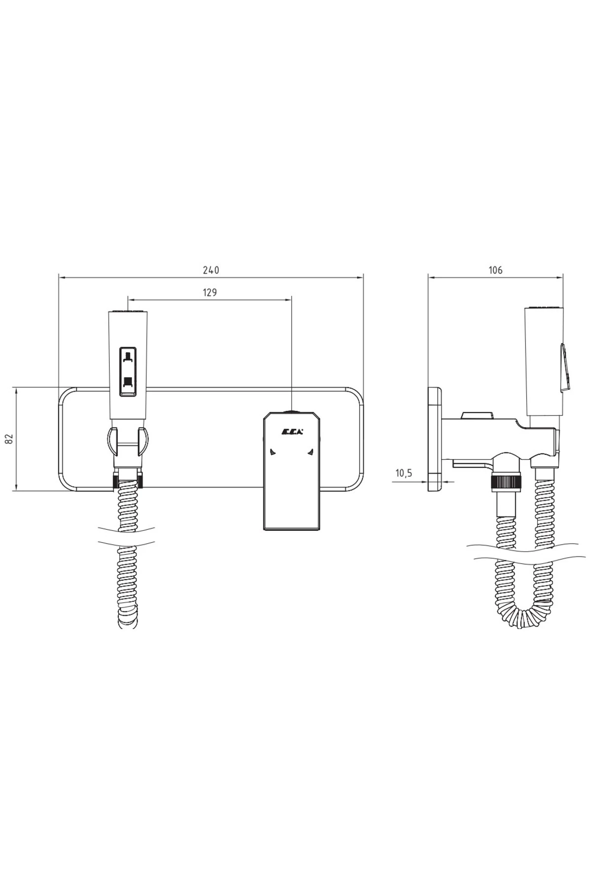 Tiera Ankastre Taharet Bataryası El Duşlu Sıva Üstü 102167005-KE