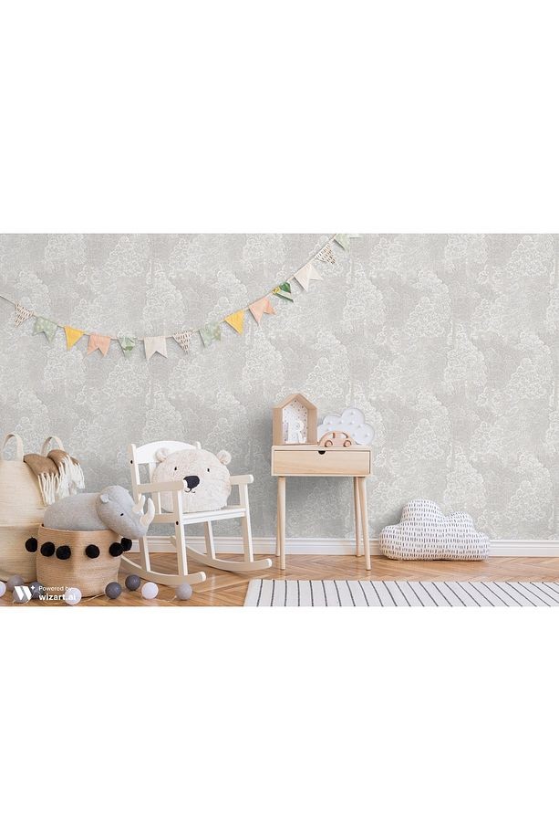 İCON 24107-1 SOFT BEYAZ RENGİ ORMAN TEMALI DUVAR KAĞIDI 16,50 M2