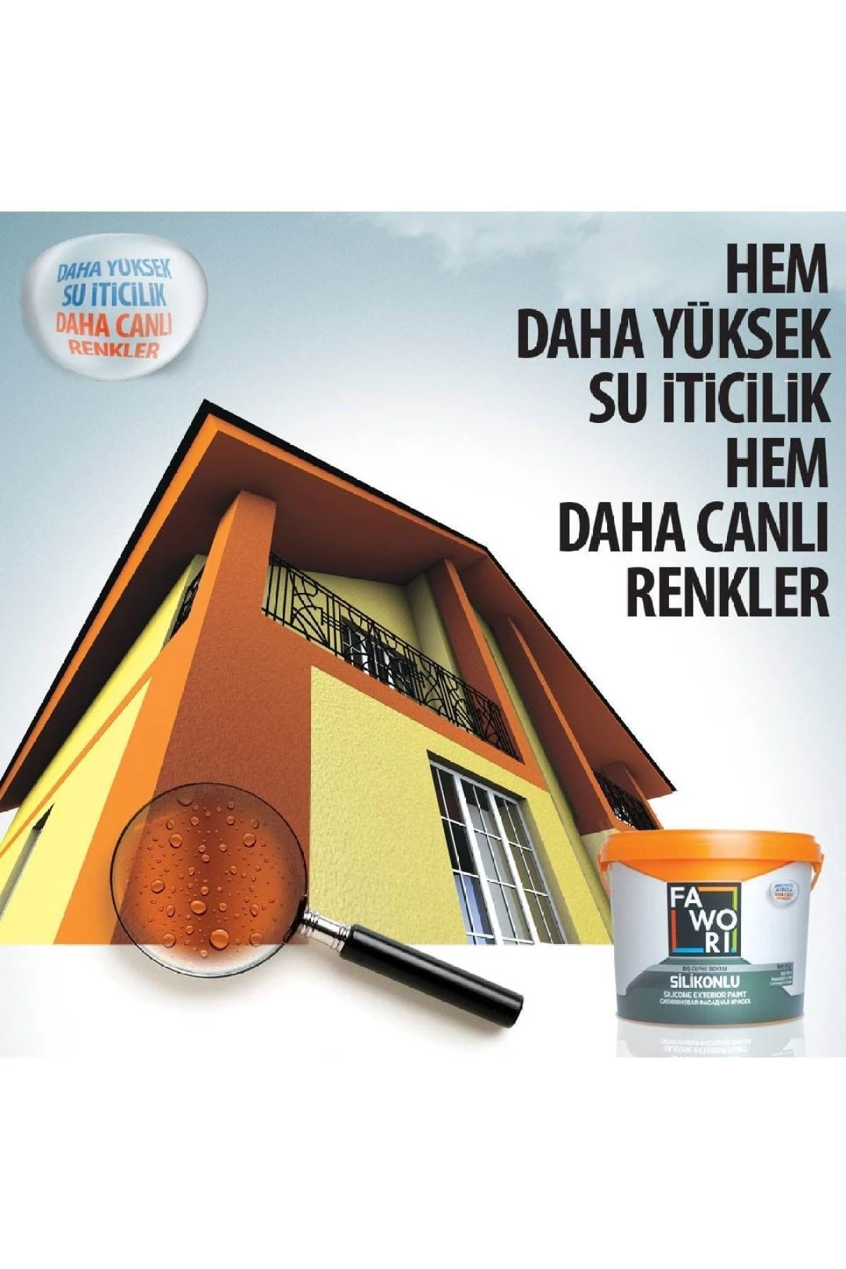 Güçlü Silikonlu Dış Cephe Boyası Yüksek Su Itici & Güneş Işınlarına Karşı Koruma