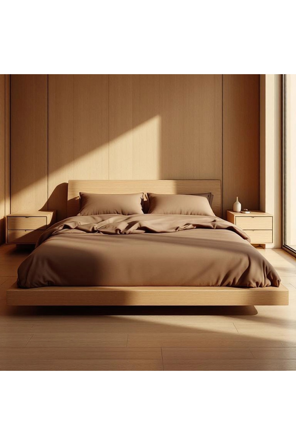 Soho 200 TC Pamuk Perkal King Size Nevresim Kahverengi