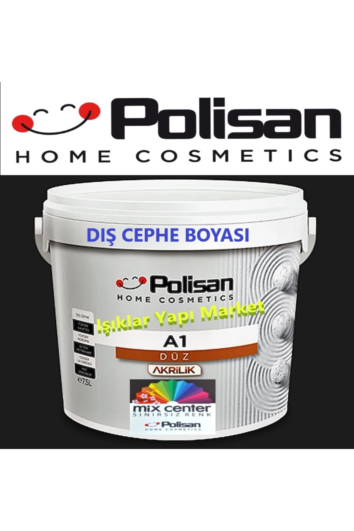 Dış Cephe Boyası -a1 Akrilik Düz -2,5litre(3,5KG.) -cd-8205 Bulut Grisi