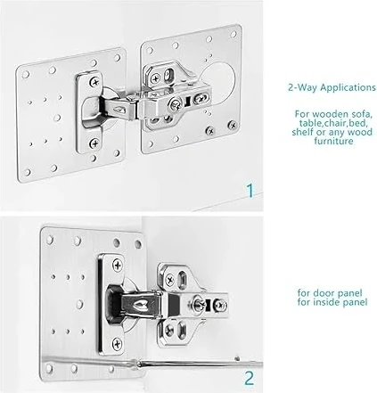 Çelik Menteşe Onarım Plakası, 9x9 cm Paslanmaz Çelik Mobilya Dolap Menteşe Plakası Kare