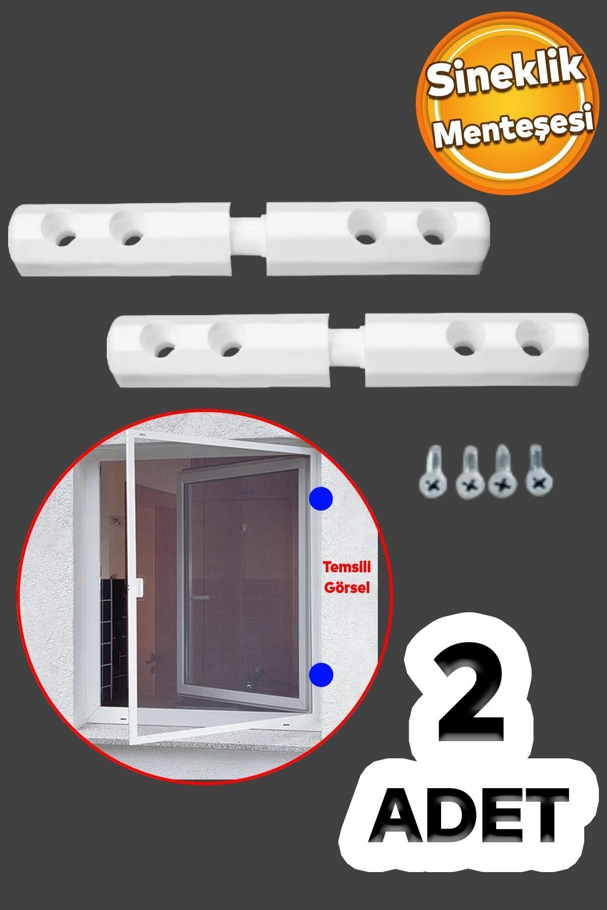 Pimapen PVC Pencere Kapı Sineklik Menteşesi Pimli Plastik Pratik Açma Kapama Hareket Aparatı 2 Adet