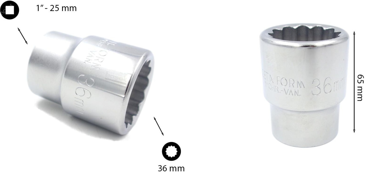 36 mm 1” 12 Köşe Yıldız Lokma Anahtar C42-B36