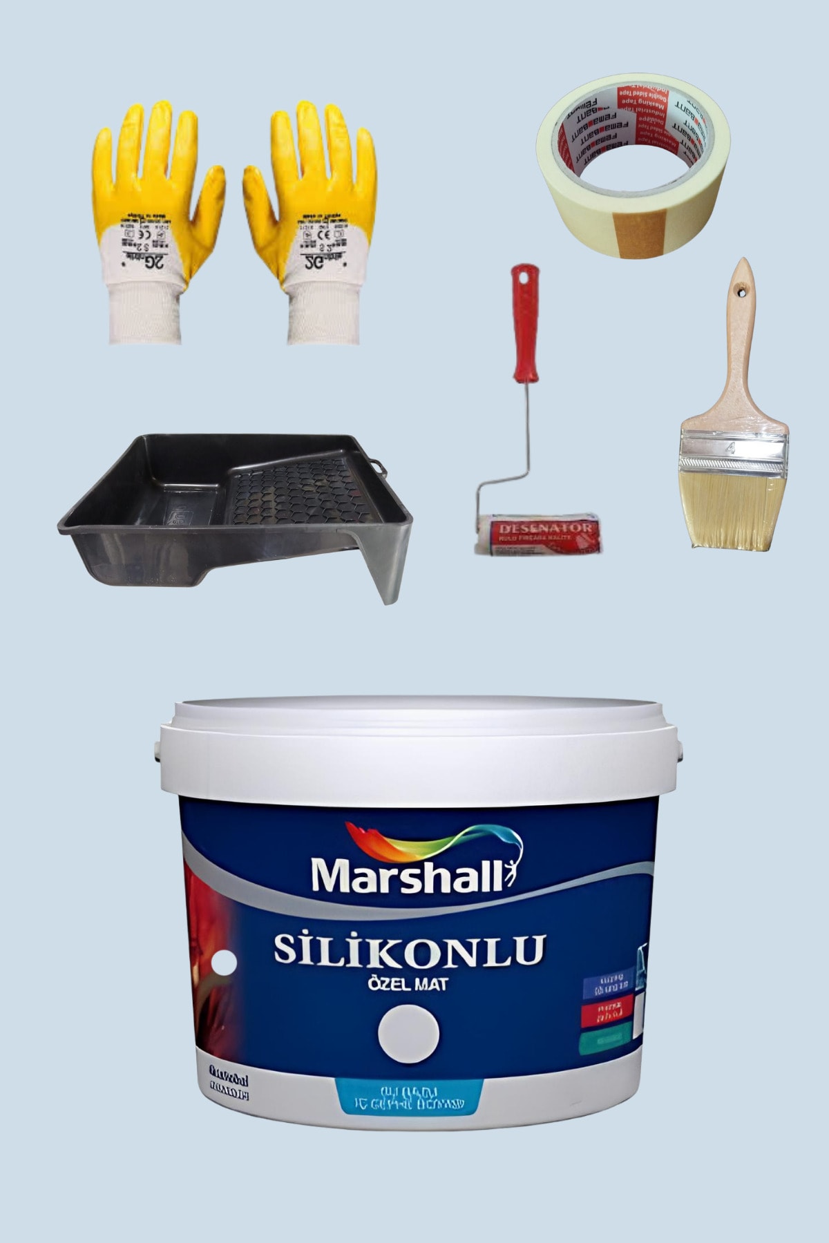 5'li Set Silikonlu Özel Mat Duvar Boyası Afrika Menekşesi 50 Çeşit Renk 2.5lt