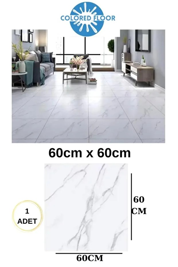 Kendinden Yapışkanlı Yer Zemin Kaplama Paneli Arkası Kauçuklu 60X60cm Floor Pvc Panel 6216