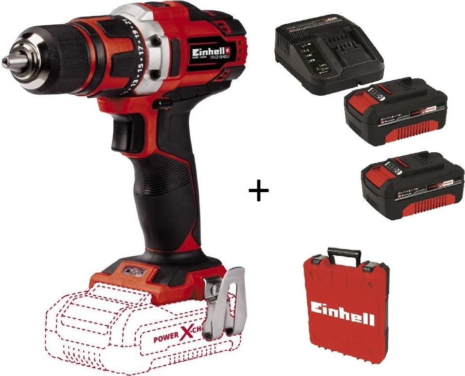 EİNHELL Te-Cd 18/40 Li (2x4 Ah Starter Kit) 18 V Akülü Matkap Vidalama Çantalı