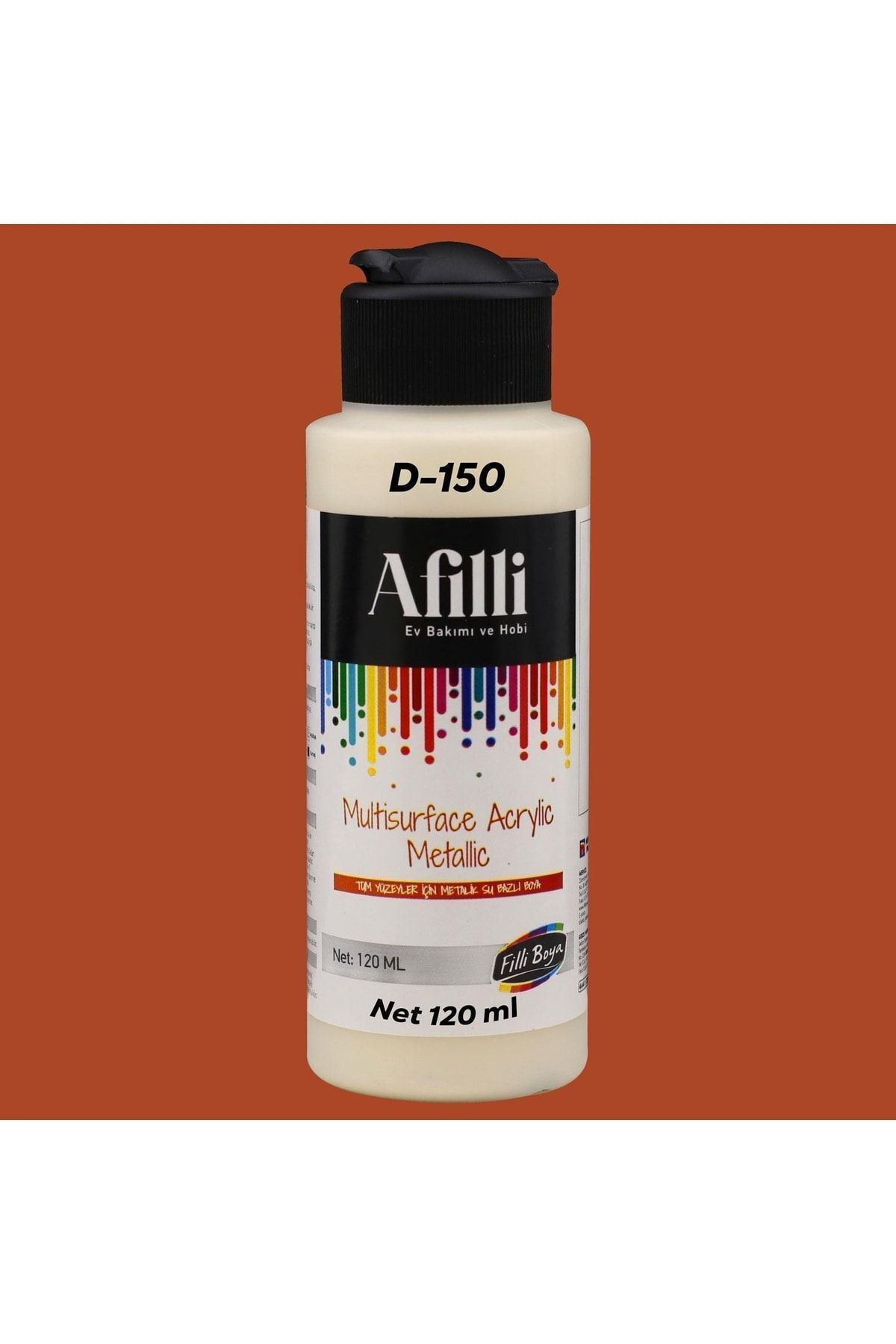 Afilli Su Bazlı Saf Akrilik Boya Metalik Hobi Boyası Metalik Renkler Tüm Yüzeyler 120 Ml D-150