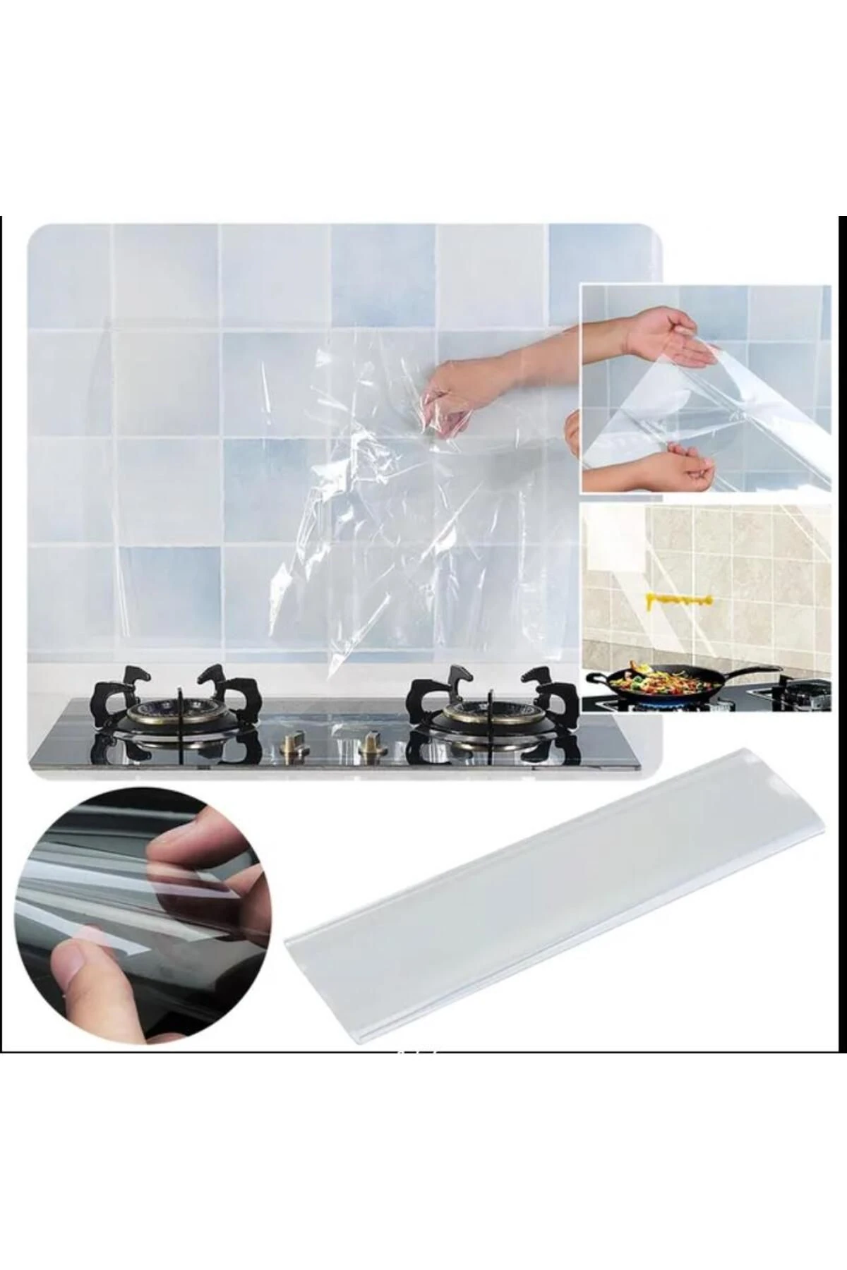 Ocak Tüp Arkası Yağ Koruyucu Yapışkanlı Şeffaf Şerit Etiket