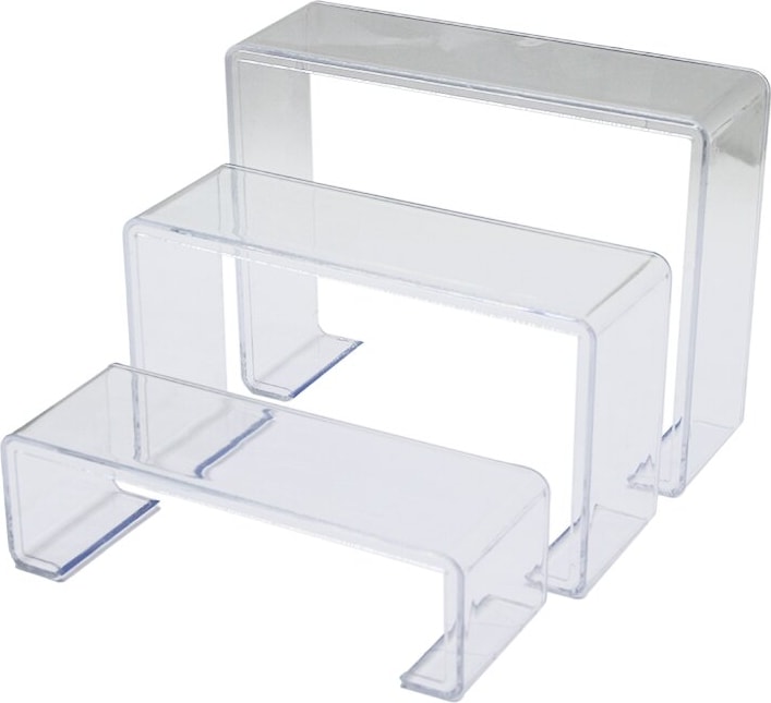 Poşetli 3 Boy Merdiven Teşhir Ayak Yükseklik: 6-11.5-16.5cm Derinlik: 6.5cm En: 19.5-20.5-21.5cm (5224)