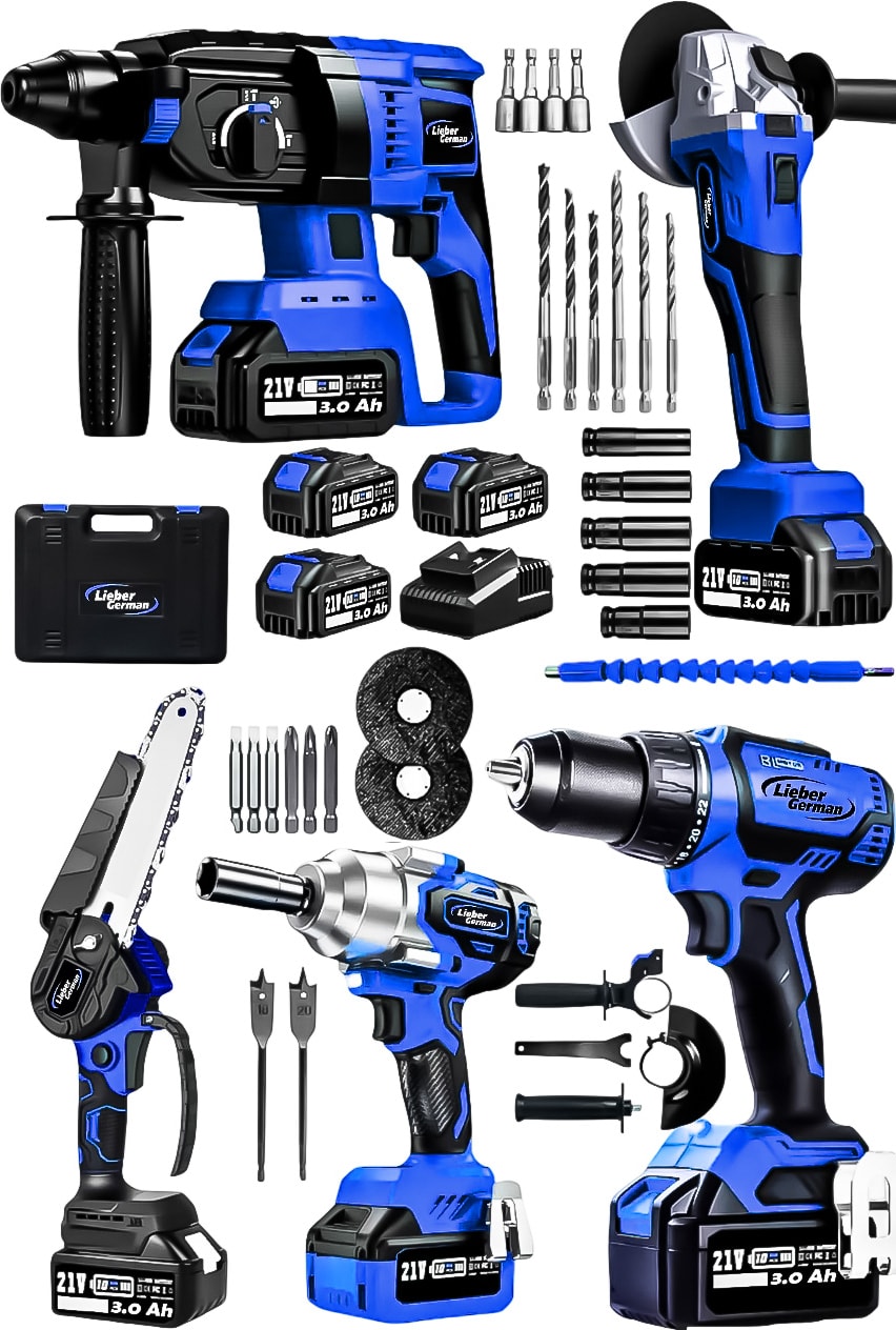 5li Set Kömürsüz Motor 3x Akü Taşlama Somun Sıkma Kırıcı Delici Matkap & Dal Budama Testere Makinesi