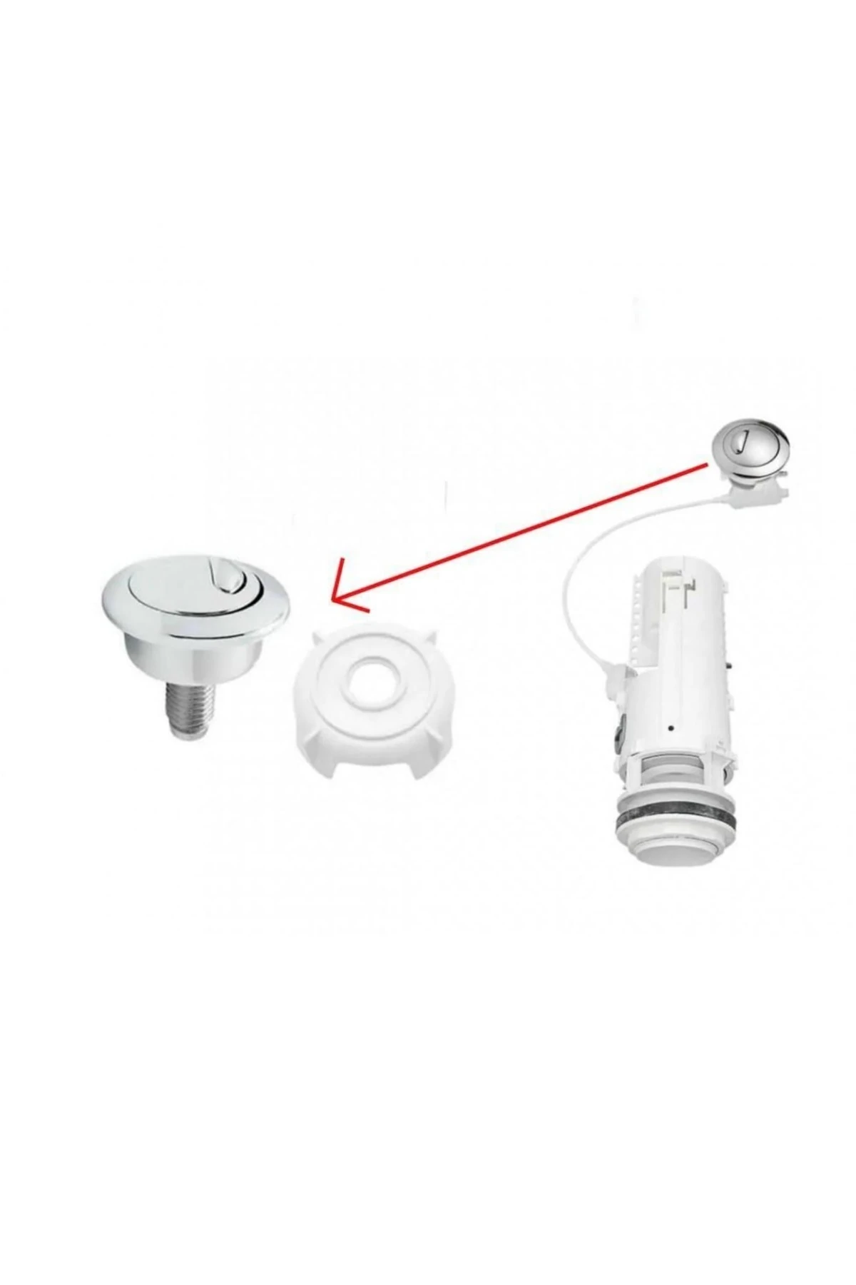 Klozet Rezervuar İç Takım Bas Buton Tuşu Sifon Basma Düğmesi Vitra 330B2010 Uyumlu (LOGOSUZ)