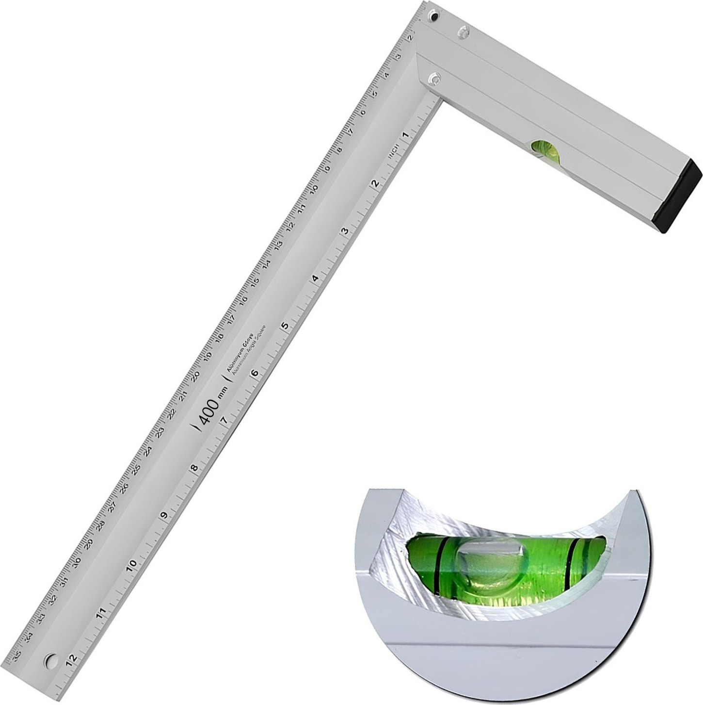 Su Terazili Alüminyum L Gönye Cetvel Ölçme Ölçüm Kaynak Kaynakçı Marangoz Gönyesi 400 mm 40 cm