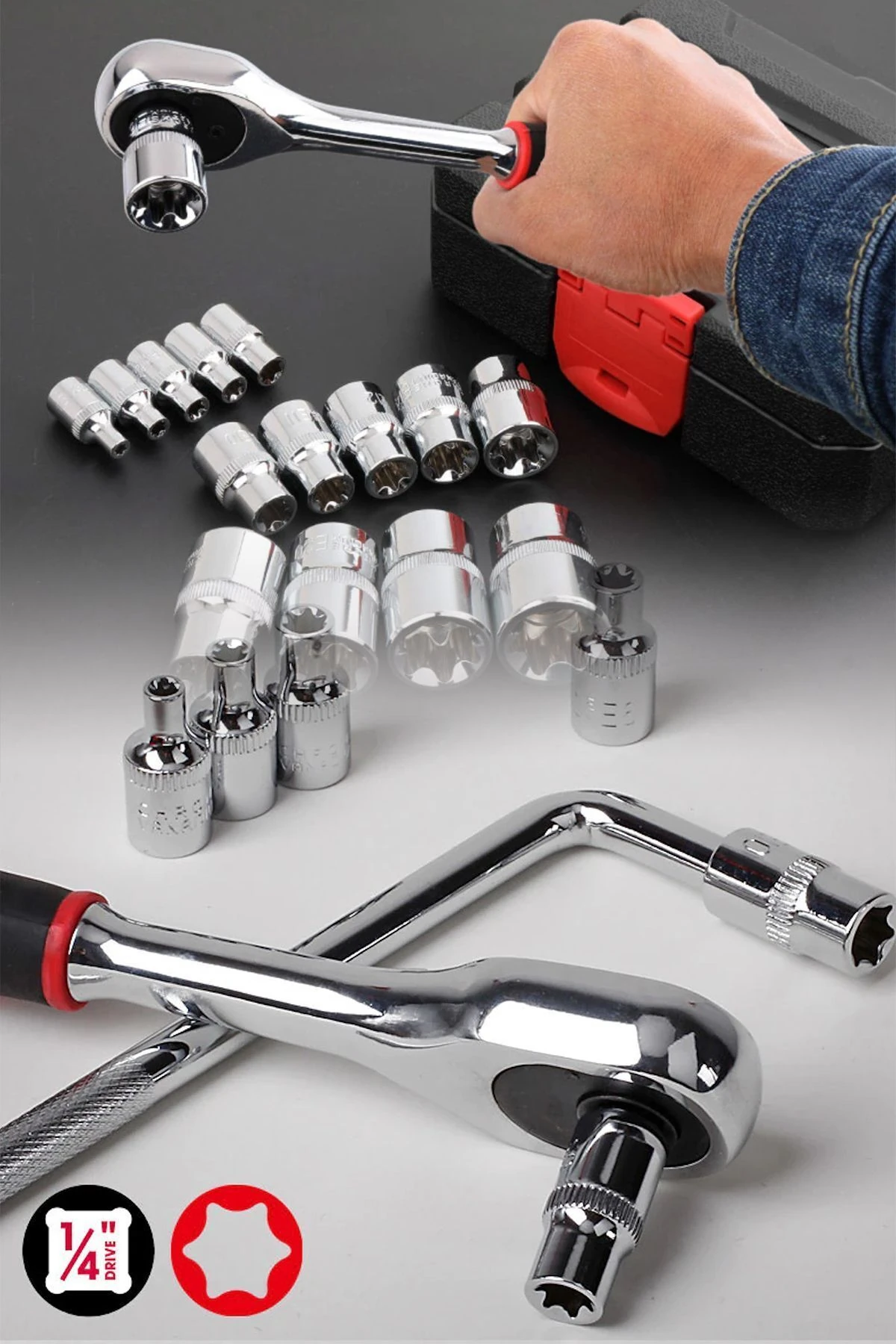 Korumalı Çelik Şanzuman2akülü Matkap 132 Pcs Crv Çeliği Profesyonel Parlak Lokma Takımı Hediyeli