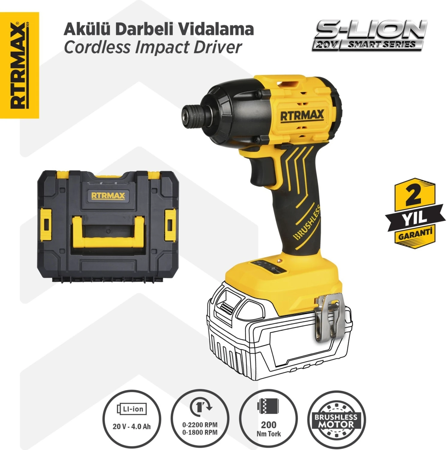 RTS5020B Şarjlı Torklu Vidalama Makinası Kömürsüz 200 Nm - Akü Hariç