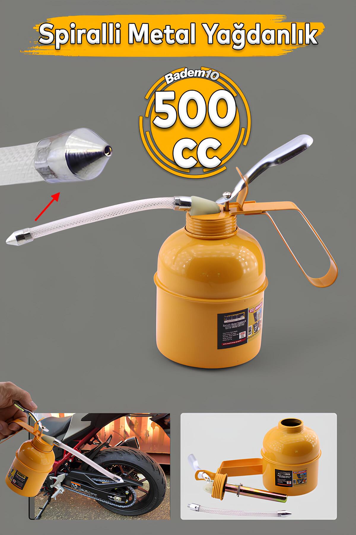 Madeni Yağdanlık 500 ml Araba Makine Atölye Yağdanlığı Spiralli Metal Gövdeli Uçlu Yağ Pompası
