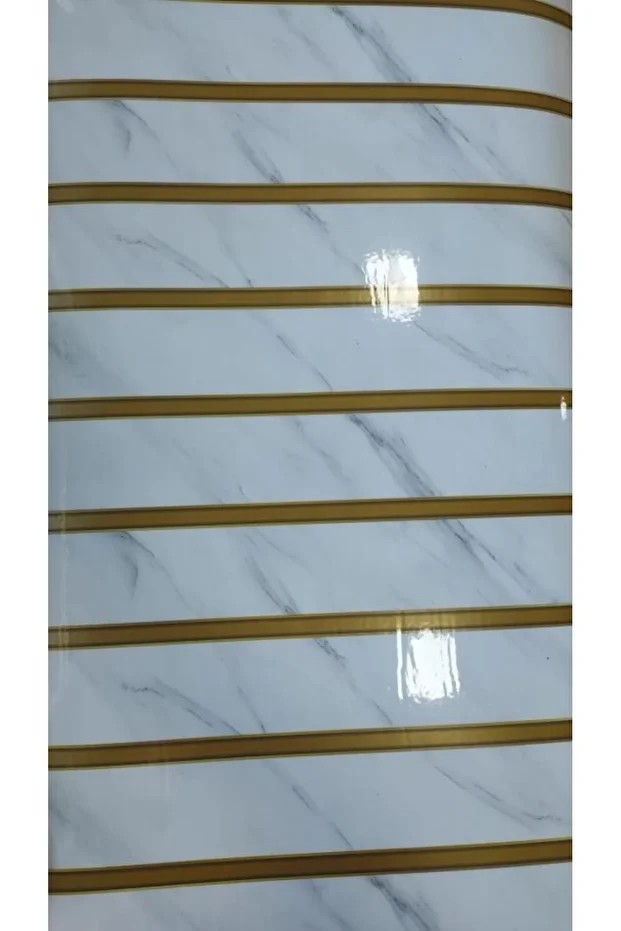 120cmx300cm Tek Parça Yapışkanlı Rulo Gold Çizgili Mermer Desenli Duvar Paneli Kağıdı Tuzla Qm0136