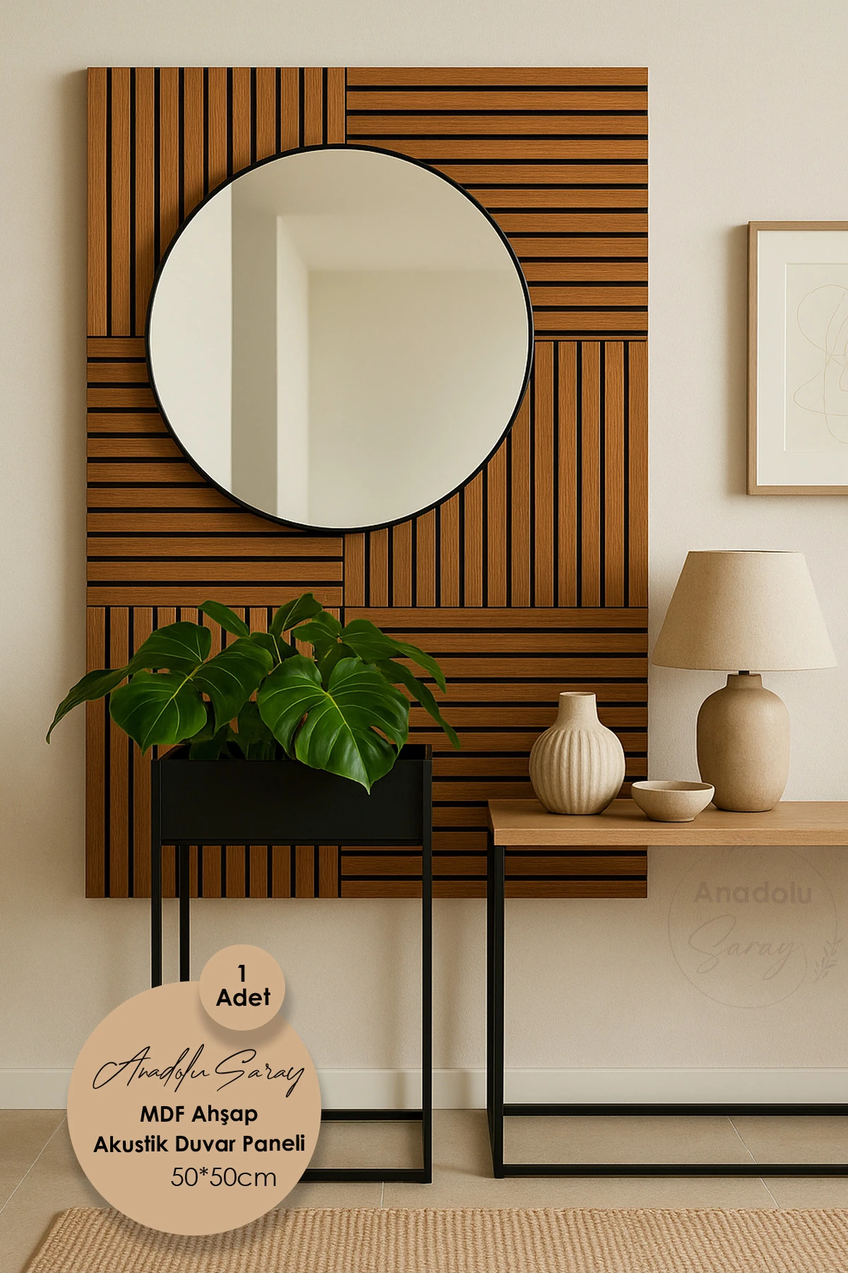 MDF Ahşap Akustik Duvar Paneli Keçeli 50*50cm MDF Lam – Salon & Ofis Dekoratif Çıta