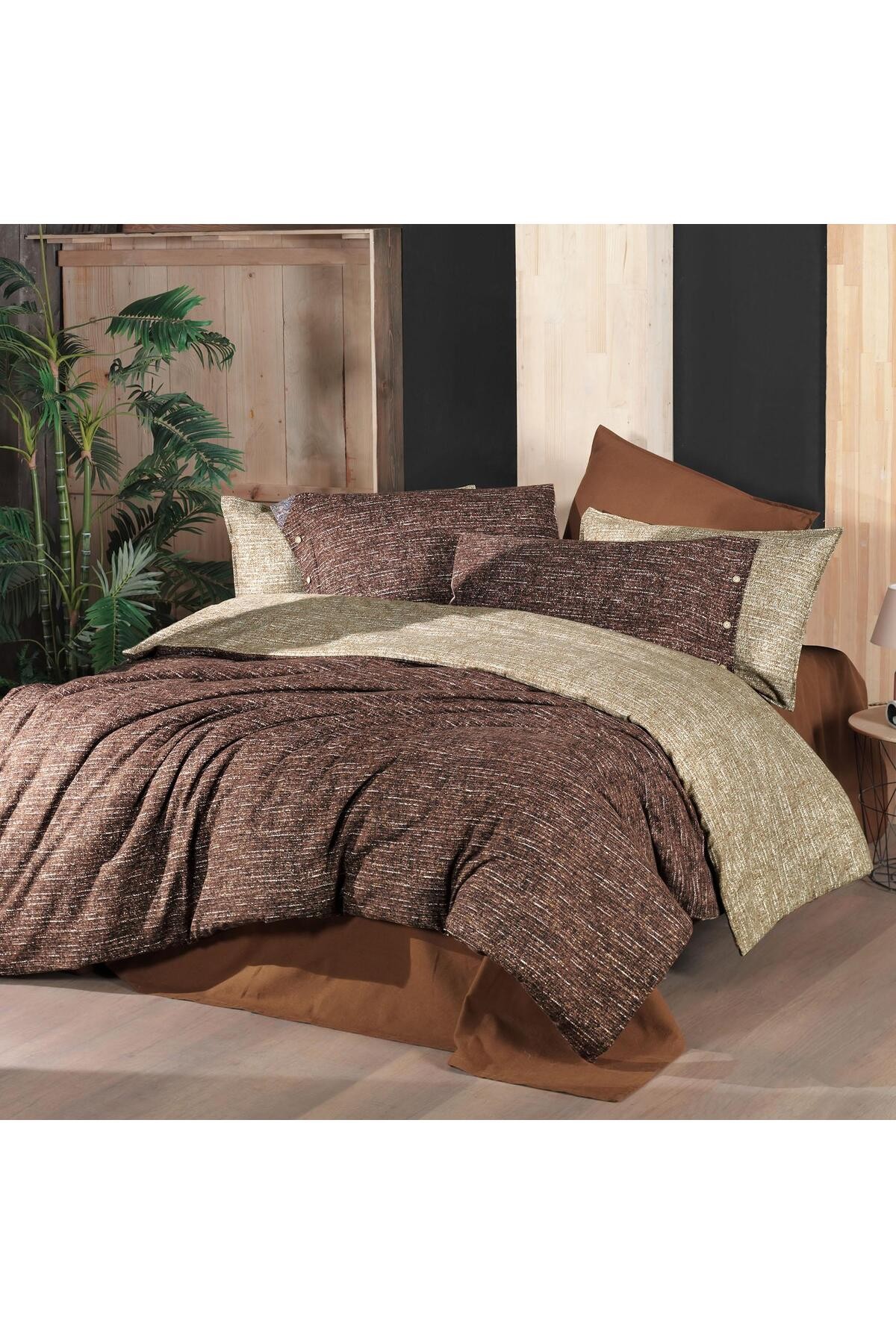 Glamis Tek Kişilik %100 Pamuk Flanel (Pazen) Nevresim Takımı Taba