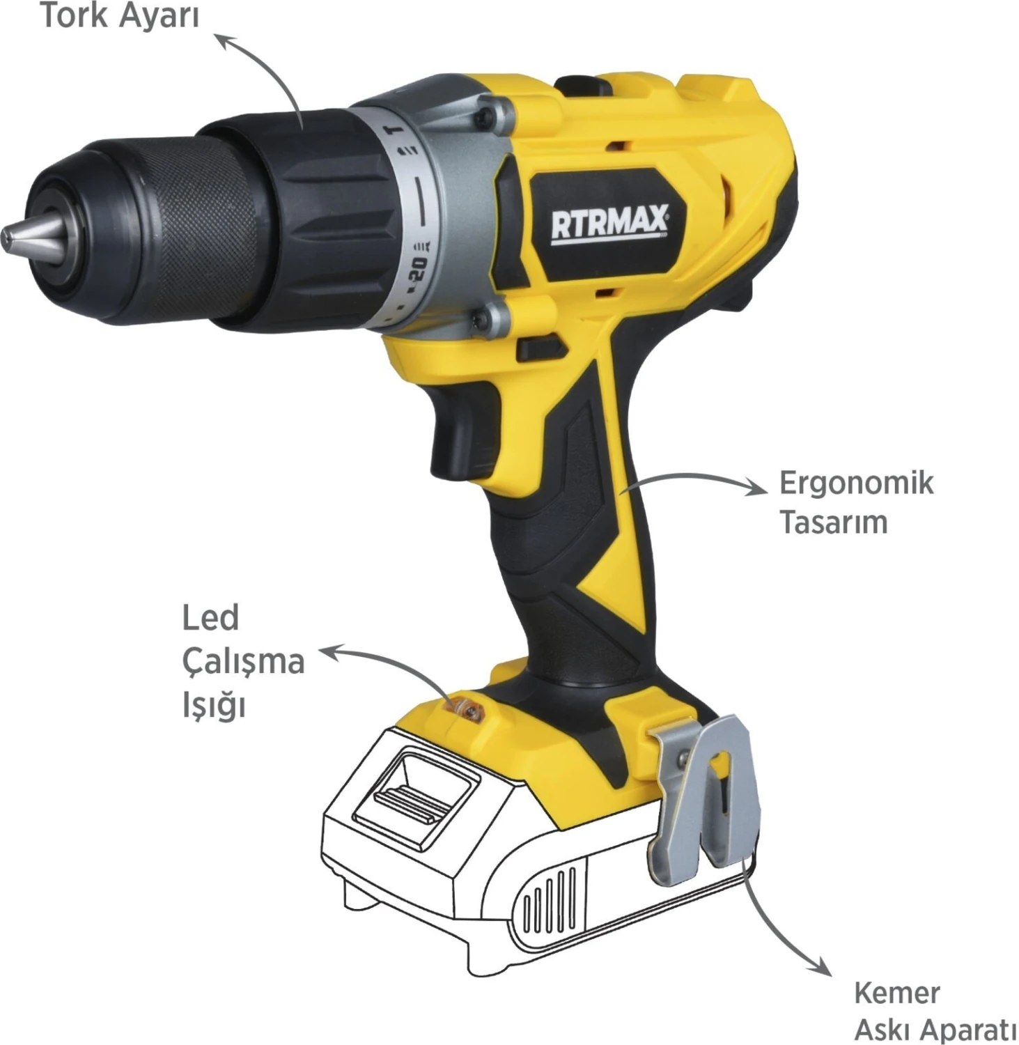 RTX1820B Şarjlı Darbeli Matkap 50 Nm - Akü Hariç