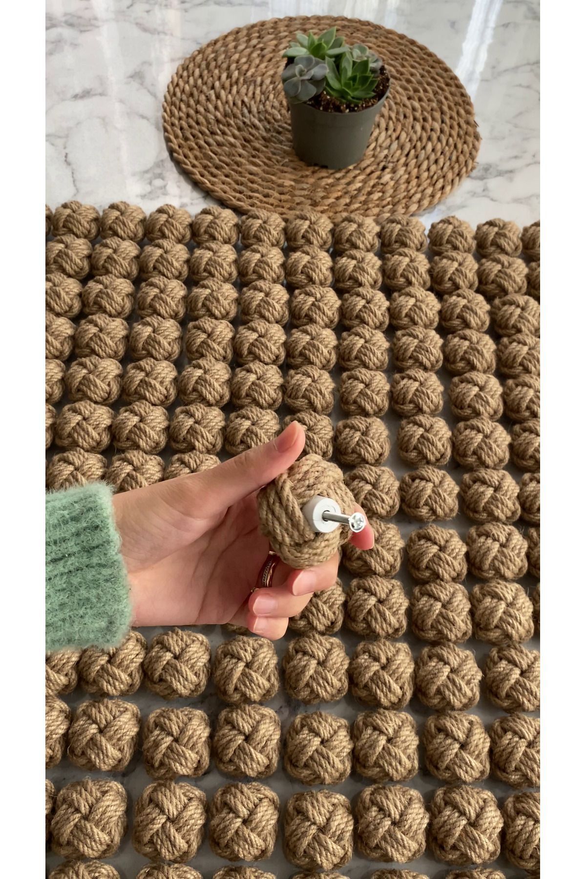 Hasır Kulp Kapı Dolap Vestiyer Çekmece Kulbu 1 Adet Mantar Kulp Düğme Kulp 1 Adet