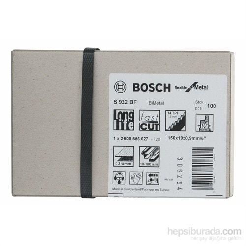 BOSCH - Flexible Serisi Metal İçin Tilki Kuyruğu Bıçağı S 922 Bf - 100'Lü Paket