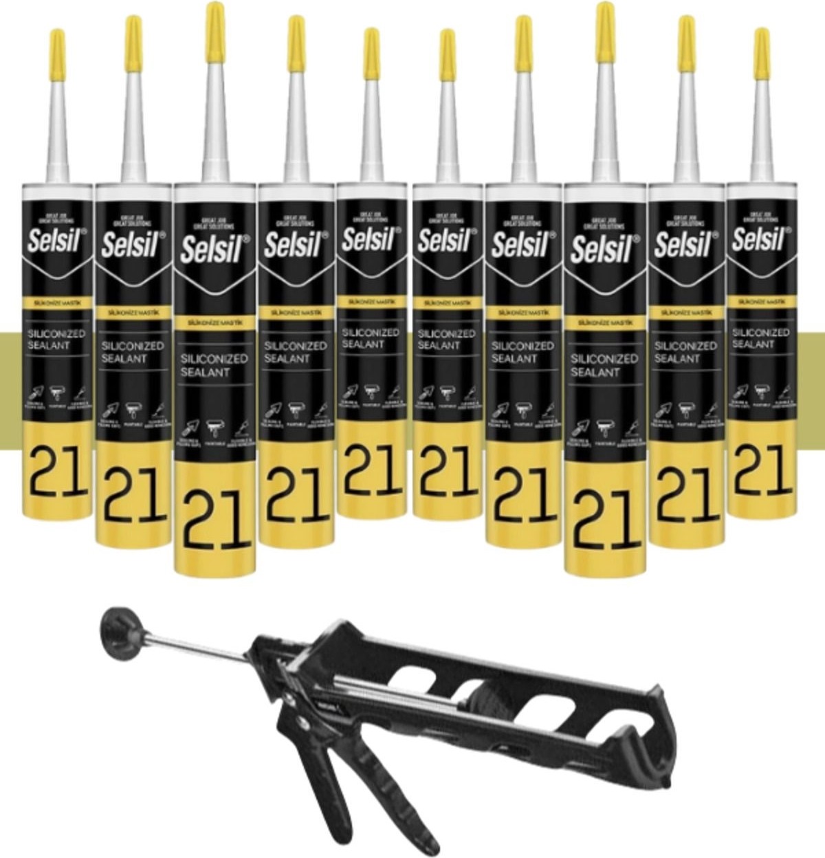 Silikonize Mastik 500 gr Bronz (10 Adet), Plastik Tabanca