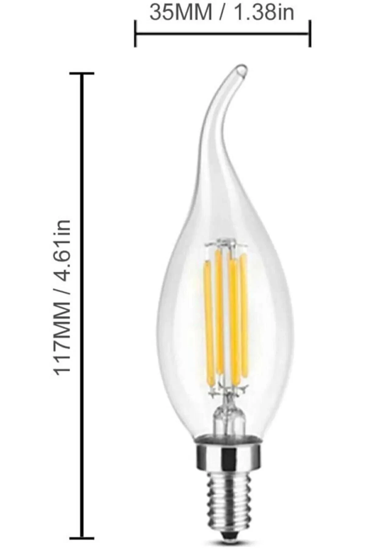 5 Adet Dekoratif Kıvrık Buji Mum Avize Ampülü 6W E14 6500K Beyaz Işık ERD-94