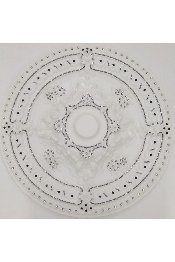 Siyah Taşlı Güneş Desenli Stropiyer Tavan Göbeği - 68 Cm