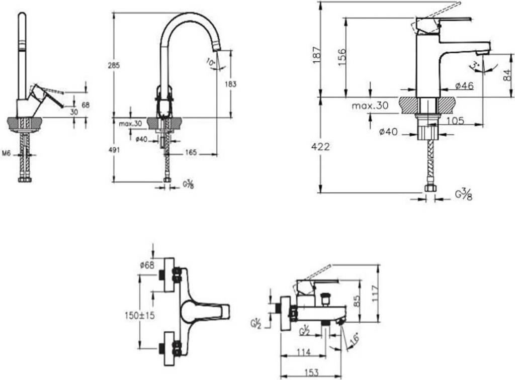 Nora S Banyo + Lavabo + Eviye Bataryası Set