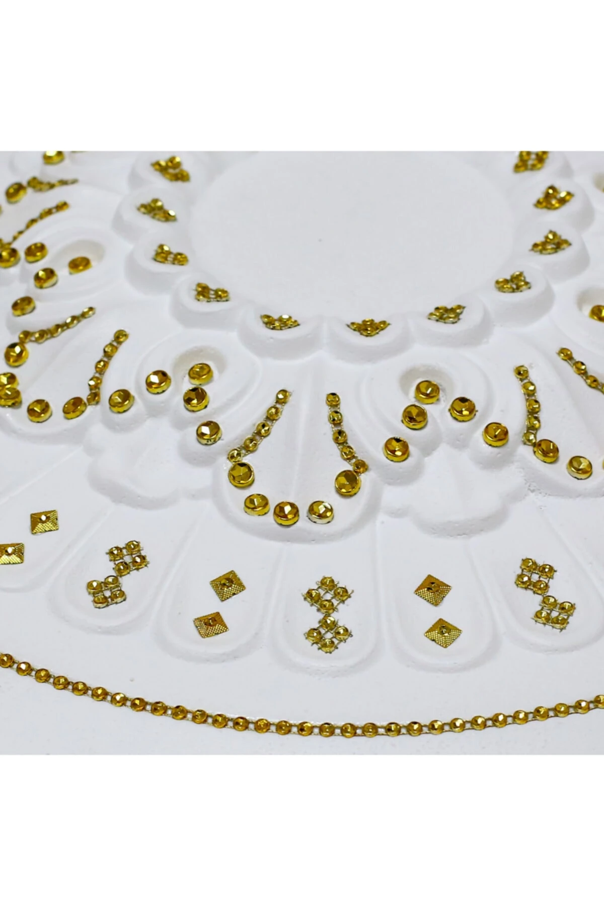 Gonca Desenli Stropiyer Taşlı Tavan Lamba Göbeği -altın Renk- 68 Cm