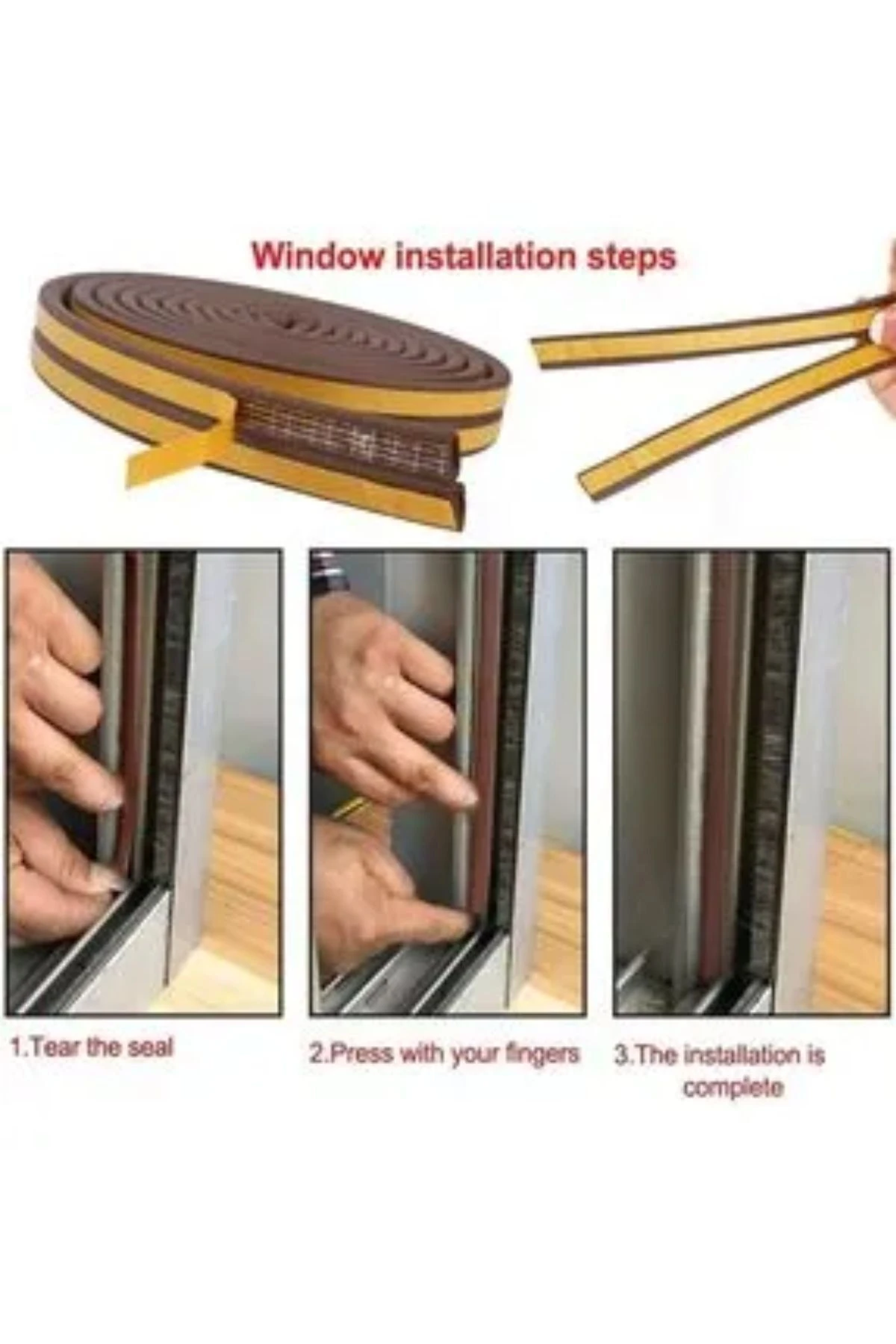 2 Metre Kahve Pvc Doğrama Kapı Pencere Soğuk Geçirmez Sızdırmaz İzolasyon Fitil Yapışkanlı 1x2=2 mt