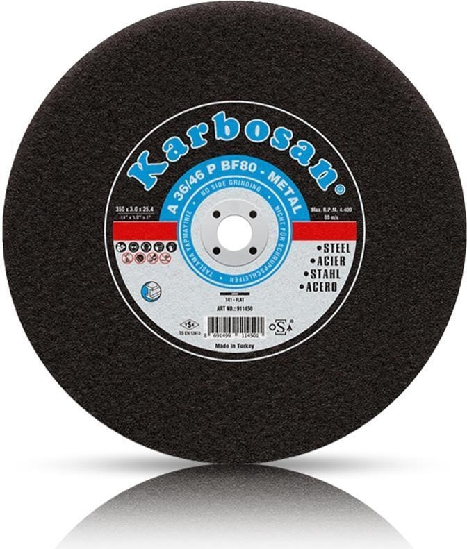 KARBOSAN 350X3.5X25.4 Metal Kesme Taşı (Sabit Tezgah Için) 3 Adet